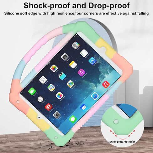 Adocham Kids Case for iPad Mini 5 4 3 2 1,Durable Shockproof Protective Silicone Cover for Apple 7.9 inch Kids iPad Mini/Mini 2/Mini 3/Mini 4/Mini 5 Case with Stand Handle (Rainbow) in Saudi Arabia