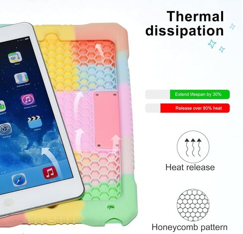 Adocham Kids Case for iPad Mini 5 4 3 2 1,Durable Shockproof Protective Silicone Cover for Apple 7.9 inch Kids iPad Mini/Mini 2/Mini 3/Mini 4/Mini 5 Case with Stand Handle (Rainbow) in Saudi Arabia