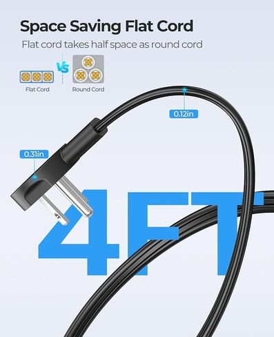 ORICO Travel Power Strip with USB Ports, 4 ft Flat Extension Cord 3 Outlets 3 USB Ports, Portable Flat Plug Power Strip Outlet Extender for Travel, Cruise Power Strip Cruise Approved - Black in Kuwait