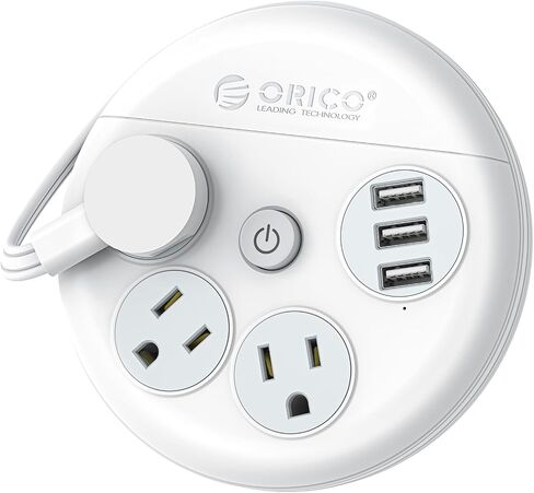 ORICO Travel Power Strip with USB Ports, 4 ft Flat Extension Cord 3 Outlets 3 USB Ports, Portable Flat Plug Power Strip Outlet Extender for Travel, Cruise Power Strip Cruise Approved - Black in Saudi Arabia