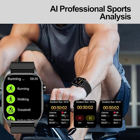 Smart Watch for Men Women, 2.04" AMOLED Color Screen, 24/7 Heart Rate, Blood Oxygen, Blood Pressure, Sleep and Stress Health Monitor, Blood and Body Composition Insights, 150 Sports Modes (Black) in Kuwait