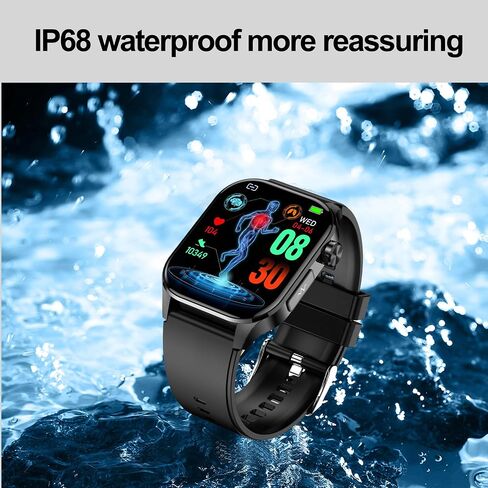 Smart Watch for Men Women, 2.04" AMOLED Color Screen, 24/7 Heart Rate, Blood Oxygen, Blood Pressure, Sleep and Stress Health Monitor, Blood and Body Composition Insights, 150 Sports Modes (Black) in Kuwait