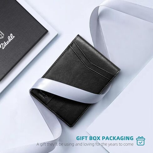 Zitahli Slim Wallet for Men Gifts 12 Card Slots ID Window With Money Clip Minimalist RFID Front Pocket Bifold Leather Small Thin Gift Box Dad Birthday Christmas Regalos Hombres in Saudi Arabia