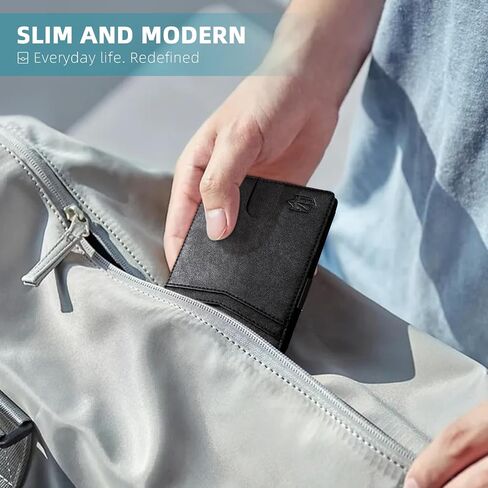 Zitahli Slim Wallet for Men Gifts 12 Card Slots ID Window With Money Clip Minimalist RFID Front Pocket Bifold Leather Small Thin Gift Box Dad Birthday Christmas Regalos Hombres in Saudi Arabia
