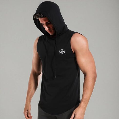 MEETYOO Sleeveless Workout Hoodie Men, Quick Dry Tank Tops Muscle Gym Sports T-Shirts in Kuwait
