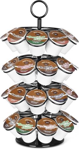K-Cup Pod Carousel Holder and Organizer for 36 Pods - Spins 360 Degrees, Detachable, Modern Metal Design in Black for Home and Office Counters in Saudi Arabia