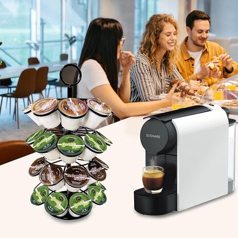 K-Cup Pod Carousel Holder and Organizer for 36 Pods - Spins 360 Degrees, Detachable, Modern Metal Design in Black for Home and Office Counters in Saudi Arabia
