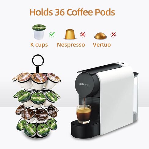 K-Cup Pod Carousel Holder and Organizer for 36 Pods - Spins 360 Degrees, Detachable, Modern Metal Design in Black for Home and Office Counters in Saudi Arabia