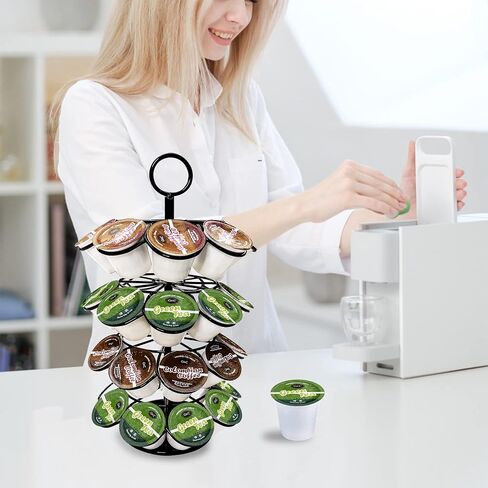 K-Cup Pod Carousel Holder and Organizer for 36 Pods - Spins 360 Degrees, Detachable, Modern Metal Design in Black for Home and Office Counters in Saudi Arabia