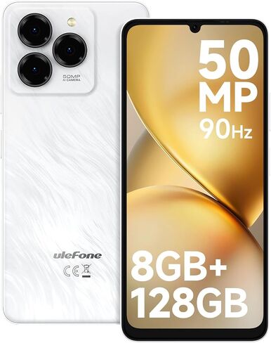 Ulefone Note 20 Pro Unlocked Phones, Android 14 OS, 128GB ROM 1TB Extension, 6.75" HD+ 90Hz Screen 6000mAh Battery Smartphone, 50MP Main Camera, 4G Dual SIM Cell Phone, Widevine L1 Certified - White in Saudi Arabia