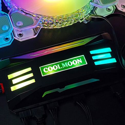 Pwm Fan Temperature Controller Integrator, Remote Control Computer RGB Light Adapter, 8 * 4 Pin Fan Speed Controller Ports, 10 * 5v 3pin A-RGB Ports ，with Magnet （White） in Saudi Arabia
