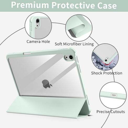 JKSML Clear Case for iPad 10th Gen 2022 with Pencil Holder, Transparent Hard PC Back Shell 10.9 inch iPad 10th Generation Case, Support Touch ID, Trifold Stand, Auto Sleep/Wake, Pink in Saudi Arabia