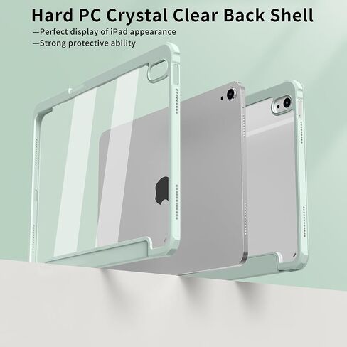 JKSML Clear Case for iPad 10th Gen 2022 with Pencil Holder, Transparent Hard PC Back Shell 10.9 inch iPad 10th Generation Case, Support Touch ID, Trifold Stand, Auto Sleep/Wake, Pink in Saudi Arabia