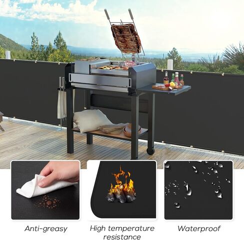 FLASLD Heavy Duty Fireproof Fence Cover and Screen Protect Deck Railing from Grill Heat, Balcony Privacy Screen Cover, Apartment Railing, Waterproof Windscreen (3'x6') in Kuwait