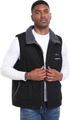 Venustas 12V Men's Dual-Control Heated Canvas Vest with Battery, Sherpa-Lined Electric Work Vest, Winter Heated Hunting Vest in Saudi Arabia
