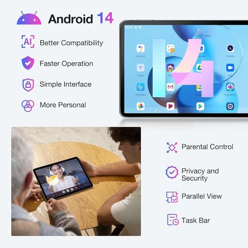 DOOGEE T30SE 2024 تابلت 11 بوصة Android 14 9GB+128GB/1TB TF ثماني النواة، شاشة 2.4K، 8580mAh، 4G-LTE Android Tablet، Bluetooth 5.0+2.4G/5G WiFi Tablet، 13MP+5MP، GPS، Type-C , جسم معدني - أسود in Kuwait