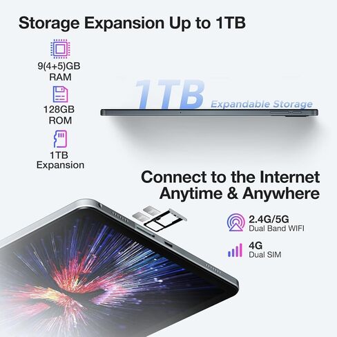 DOOGEE T30SE 2024 تابلت 11 بوصة Android 14 9GB+128GB/1TB TF ثماني النواة، شاشة 2.4K، 8580mAh، 4G-LTE Android Tablet، Bluetooth 5.0+2.4G/5G WiFi Tablet، 13MP+5MP، GPS، Type-C , جسم معدني - أسود in Kuwait