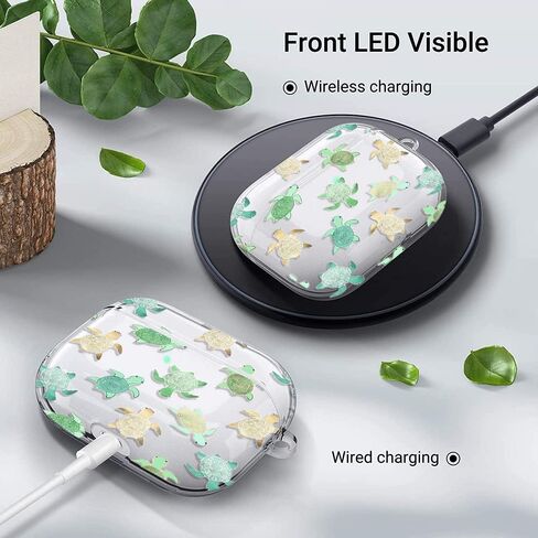 Compatible with AirPods Pro 2nd/1st Generation Case Cover, Soft Silicone Protective Skin Case for Apple AirPod Pro Case with Keychain, Front LED Visible, Women Girl Gift, Cute Sea Turtle in Saudi Arabia