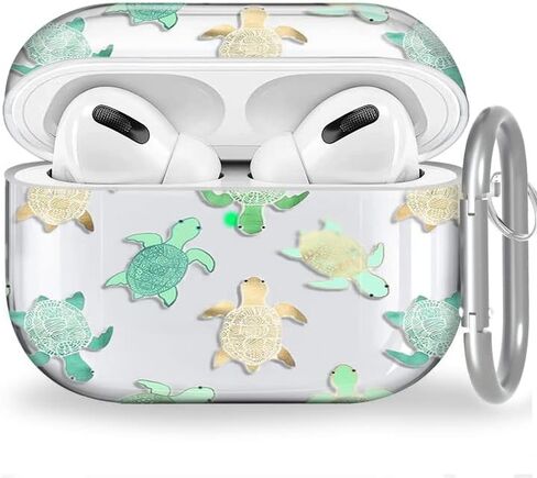 Compatible with AirPods Pro 2nd/1st Generation Case Cover, Soft Silicone Protective Skin Case for Apple AirPod Pro Case with Keychain, Front LED Visible, Women Girl Gift, Cute Sea Turtle in Saudi Arabia