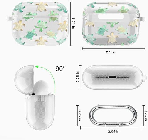 Compatible with AirPods Pro 2nd/1st Generation Case Cover, Soft Silicone Protective Skin Case for Apple AirPod Pro Case with Keychain, Front LED Visible, Women Girl Gift, Cute Sea Turtle in Saudi Arabia