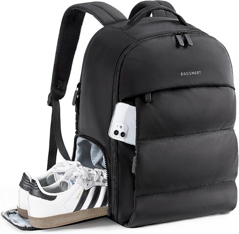 BAGSMART Travel Backpack for Women, Gym Backpack with Shoe Compartment | Carry on Backpack Airline Approved, PVC Wet Pocket, Fits 15.6" Laptop, Large Side Pocket, Lightweight, Water-resistant in Saudi Arabia