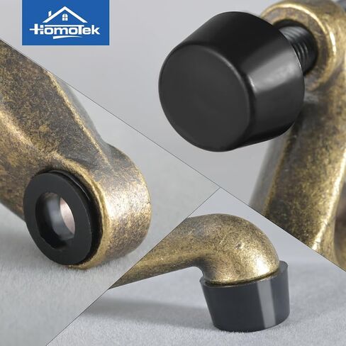 HOMOTEK 2 Pack Hinge Pin Door Stoppers, Hing Door Stops, Adjustable Deluxe Heavy Doorstops for Top of Door, Door Hinge Stoppers with White Rubber Bumper Tips, Bright Brass in Kuwait