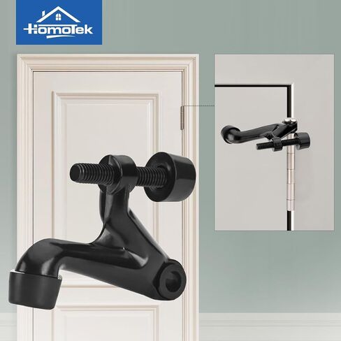 HOMOTEK 2 Pack Hinge Pin Door Stoppers, Hing Door Stops, Adjustable Deluxe Heavy Doorstops for Top of Door, Door Hinge Stoppers with White Rubber Bumper Tips, Bright Brass in Kuwait