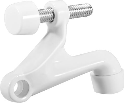 HOMOTEK 2 Pack Hinge Pin Door Stoppers, Hing Door Stops, Adjustable Deluxe Heavy Doorstops for Top of Door, Door Hinge Stoppers with White Rubber Bumper Tips, Bright Brass in Kuwait