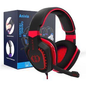 Anivia AH28 Over Ear Headphones Wired Stereo Computer Headsets Gaming Headset with Mic, Bass with Volume Control, Noise Isolating for Multi-Platforms