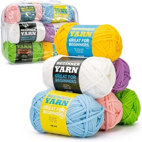 HEJIN 10x50g Yarn Gift Set for Crocheting and Knitting; Cotton Yarn with Crochet Tools for Crocheting; Yarn for Beginners Crochet Kit Making; Great for Christmas, Birthdays for Crochet Lovers