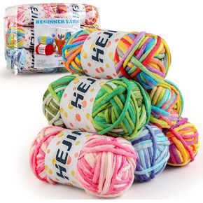 HEJIN 10x50g Yarn Gift Set for Crocheting and Knitting; Cotton Yarn with Crochet Tools for Crocheting; Yarn for Beginners Crochet Kit Making; Great for Christmas, Birthdays for Crochet Lovers