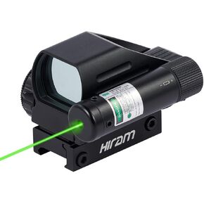 Hiram 1x22x33 Holographic Reflex Scope Sight with 4 Reticles Red and Green Dot with Laser