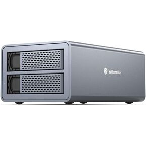 Yottamaster 2 Bay Hard Drive Enclosure, Aluminum USB3.0 Extranal HDD Enclosure for 2.5"/3.5" SATA HDD/SSD Support 2X 16TB with Fan, SATA 3.0 6Gbps Non-RAID Direct Attached Storage (DAS) [FS2U3]
