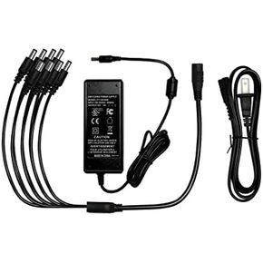 Analog CCTV Security Camera Power Adapter with 8-Way Splitter, 12V 5A Power Supply, UL Listed, Compatible with Hikvision, Dahua, Lorex, Samsung, Q-See, Night Owl, Swann and Annke Coax Camera Systems