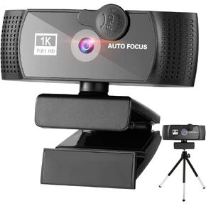 1080p Webcam Full HD Camera with Microphone, AutoFocus 120-degree Wide Angle Web Camera with Tripod Stand and Privacy Cover for Zoom/Skype/FaceTime, Conferencing and Video Calling