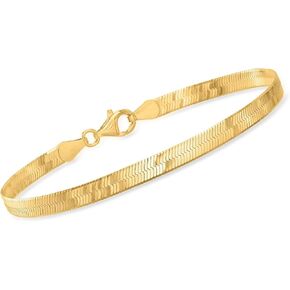 Ross-Simons Italian 4mm 18kt Gold Over Sterling Herringbone Bracelet. 8 inches