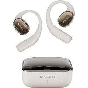 SANSUI Open Ear Earbuds Wireless Bluetooth 5.4, Wireless Bluetooth Headphones with Noise Cancelling Mic, Black