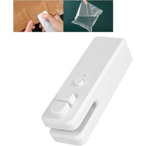 Mini Bag Sealer, Snack Bag Sealer And Cutter,Magnetic Usb Rechargeable Mini Sealing Machine Heat Seal Tool For Plastic Bags (White)