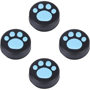 Hakeeta 4 PCS Replacement Cute Cat's Paw Silicone Controller Joystick for PS3/PS4 Thumb Stick Joystick Grips for Switch Pro/PS4/PS3/ONE/360 Handle 4 Colors (Blue)