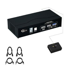CKLau 8K60Hz 4K144Hz 2 Port USB 3.0 KVM Switch Displayport 1.4 with All Input Cables, Digital Display for Two Computers Sharing One Monitor