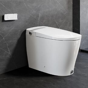 Smart Toilet With Built-in Bidet, Elongated Bidet Toilet, Instant Warm Water Wash, Auto Flush, Auto Open/Close, Heated Seat, Dryer, Night-Light, and Flush Capability During a Blackout - YA80