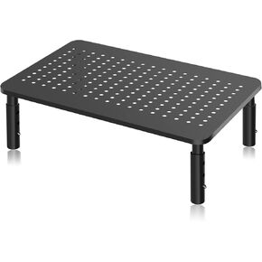 Bracwiser Monitor Stand Riser,3 Level Height Adjustable Desktop monitor stand for Computer, Laptop, Printer, Notebook with Vented Metal Platform 370X235MM 2 Packs,Black