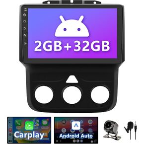 Binize Android 13 Car Stereo متوافق مع Dodge Ram 1500/2500/3500 Radio 2013 2014 2015 2016 2017 2018، وحدة رأس راديو بشاشة تعمل باللمس ونظام الملاحة GPS مع CarPlay اللاسلكي/Android Auto (تيار متردد يدوي)