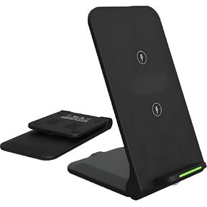 20W Fast Wireless Charger, Foldable Wireless Charging Station Stand Charger for Wireless Charging Supported Phones, Nightstand Charging Dock with Charging Cable(Wall Charger Not Included) (White)