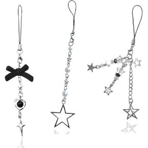 Meefisher 3 PCS Cute Y2K Phone Charm Aesthetic Accessories Star String for Bag Purse Backpack Wallet Pendants Decor