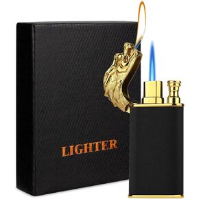 Cool Dual Flame Dragon Lighter,Outdoor Windproof Dragon Torch Lighter,Switchable Soft/Jet Flame Lighter,Double Flame Refillable Butane Lighter,Cool Lighter Creative Gift for Men Without Butane