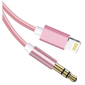 3.5mm Audio Cord for iPhone to Car Stereo AUX Cable Compatible with iPhone 14/13/12/11/XR/XS/X/8/7/6 Plus/SE 2, 3.3FT (Pink)