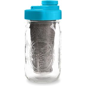 Brewing America Mason Jar Cold Brew Coffee Maker Infuser: Made in USA Wide Mouth Mason Jar with Screw Top Pour Lid, Stainless Steel Filter for Delicious Coffee, Tea, Alcohol - 1 Quart 32 oz Black Lid