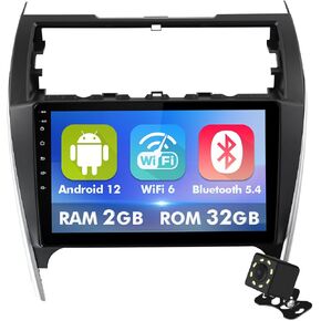 10.1 Inch IPS Touchscreen Android 12 Car Stereo for Toyota Camry 2012-2014 with Wireless CarPlay & Android Auto 2+32GB Car Radio, Support GPS, WiFi 6, Bluetooth,5.4, FM Radio, Backup Camera, Dual USB