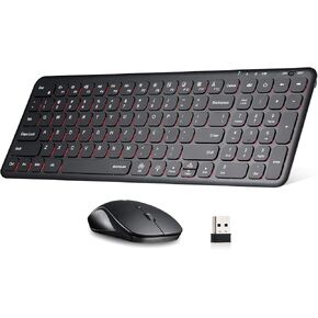 Wireless Backlit Keyboard and Mouse Combo, 2.4G Rechargeable Ultra Slim Silent Keyboard and Mouse Set for Windows PC Computer, Laptop, Desktop (Black)